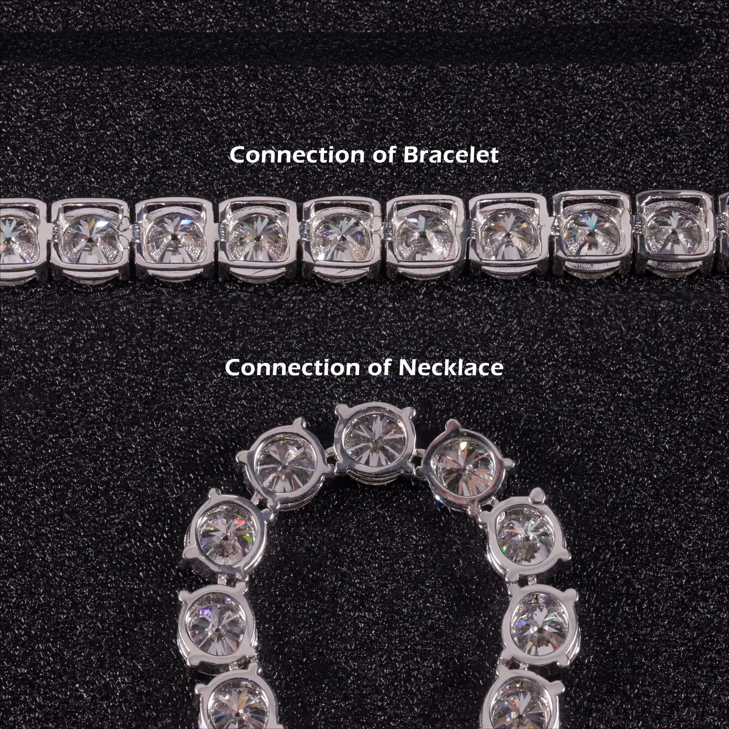 VVS Moissanite Tennis Chain Necklace - Iced Out 925 Sterling Silver Gold Jewelry