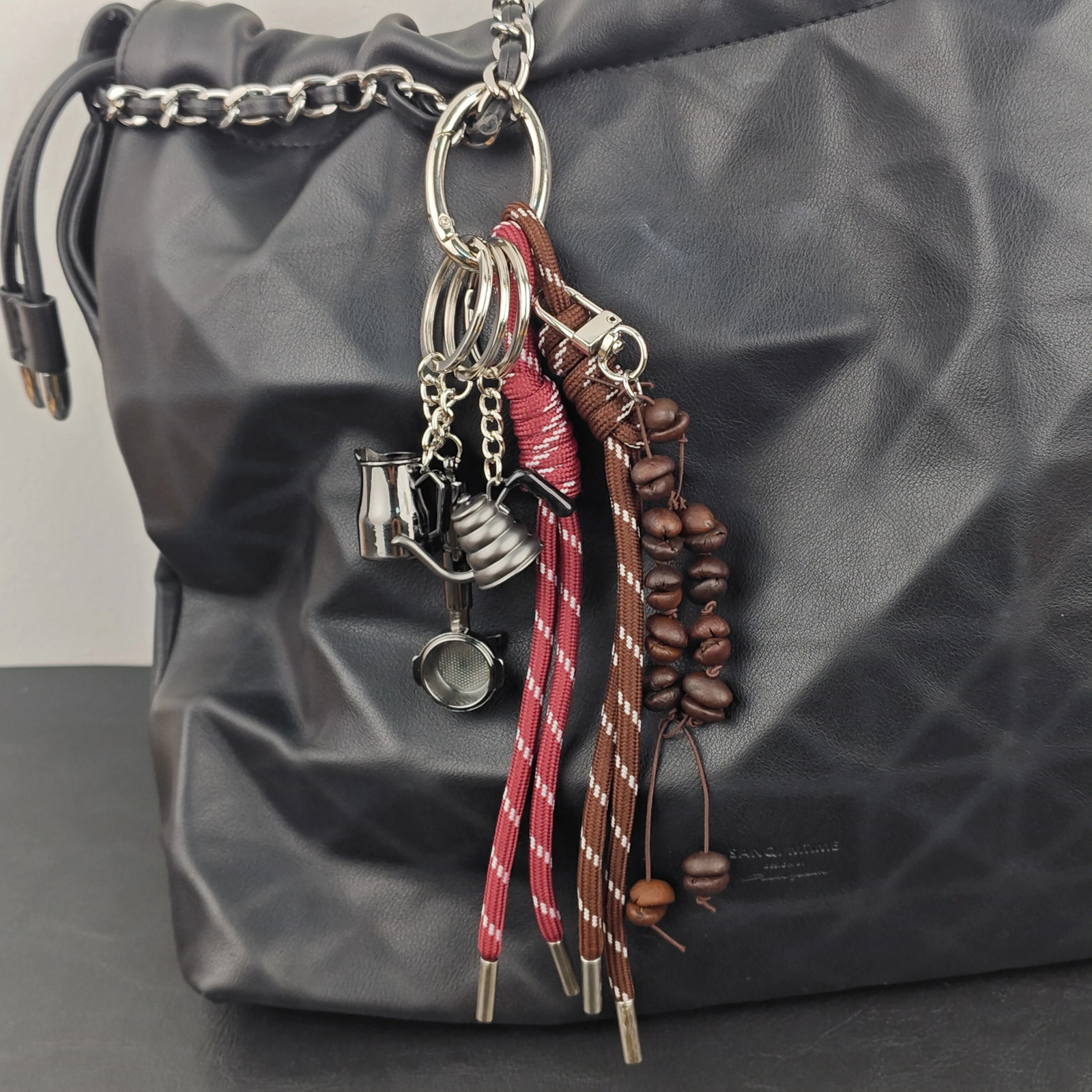 Creative Coffee Theme Bag Pendant Fashion Bag Charm Keychain Coffee Beans Ckewers Accessories Birthday Gift 250409