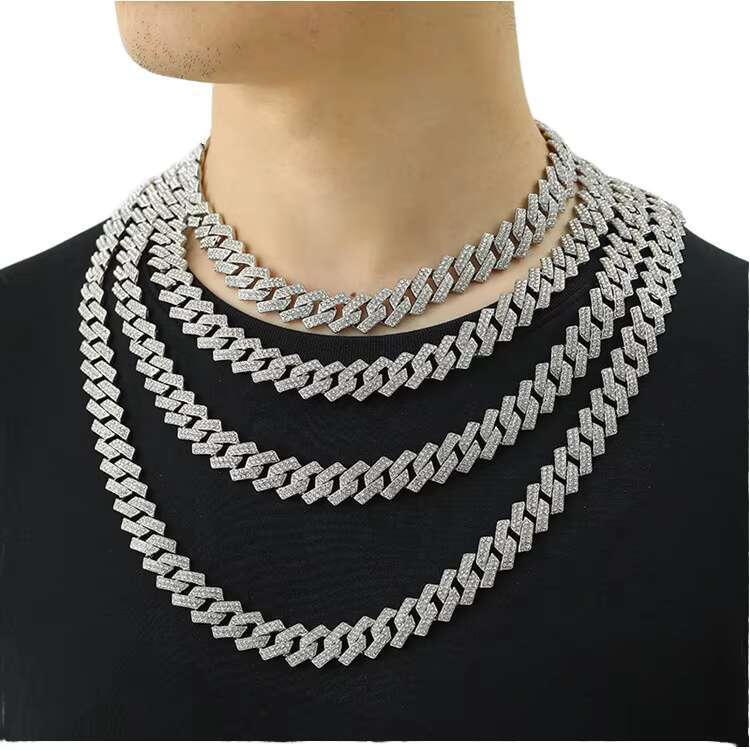 Commercial Cuban Chain Decorative Alloy Necklace Men's Gift Plated with Gold and Sier