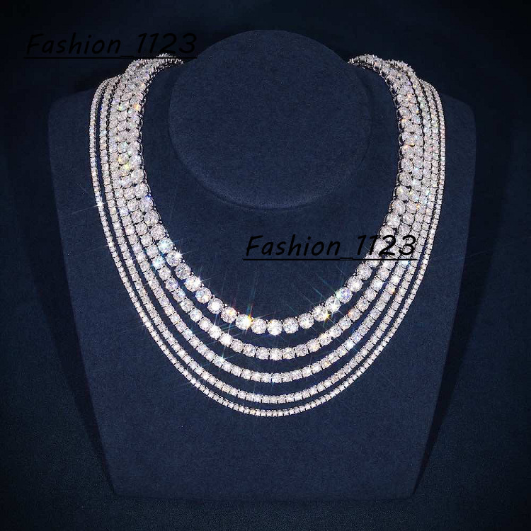 D VVS White Moissanite Hip Hop Chain 925 Sterling Silver 2mm 3mm 4mm 5mm 65mm Iced Out Moissanite Tennis Chain Necklace for Men