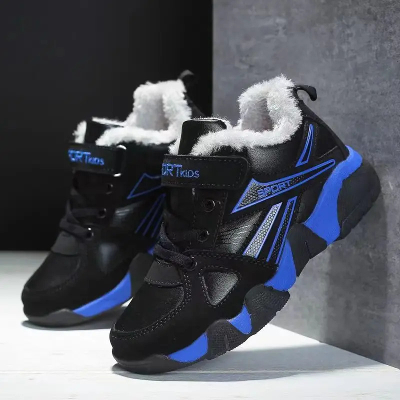 Childrens sports shoes winter plush warm leather comfortable tennis shoes casual outdoor sports comfortable childrens tennis shoes 250403