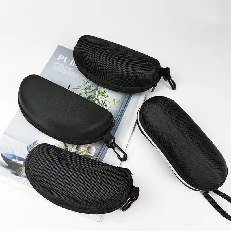 1 simple black glasses case portable sunglasses storage box durable protective container sports travel accessories 250410