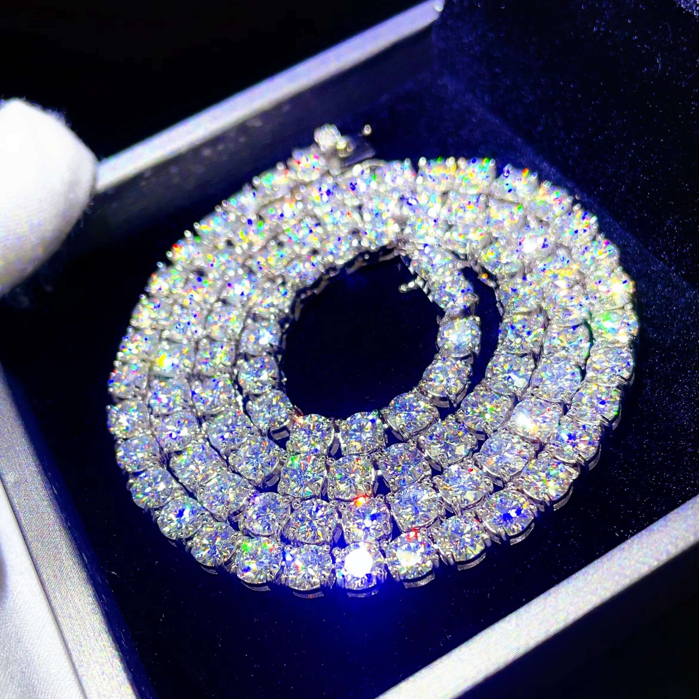 Sterling Silver Jewelry Hip Hop 5mm Moissanite Tennis Chain Pass Diamond Tester VVS Diamond Chain