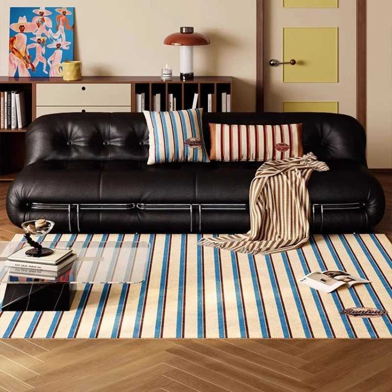 Stripe Pattern Bedroom Decor Retro Carpet Minimst Style Carpets for Living Room Anti-slip Lounge Soft Rug Washable Floor Mat Y251110