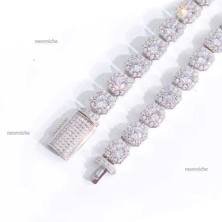 Necklace bracelet Moissanite Dia Custom Vvs Cuban k S Sier 8mm 12mm Large Tennis Chain Solid Back Hiphop