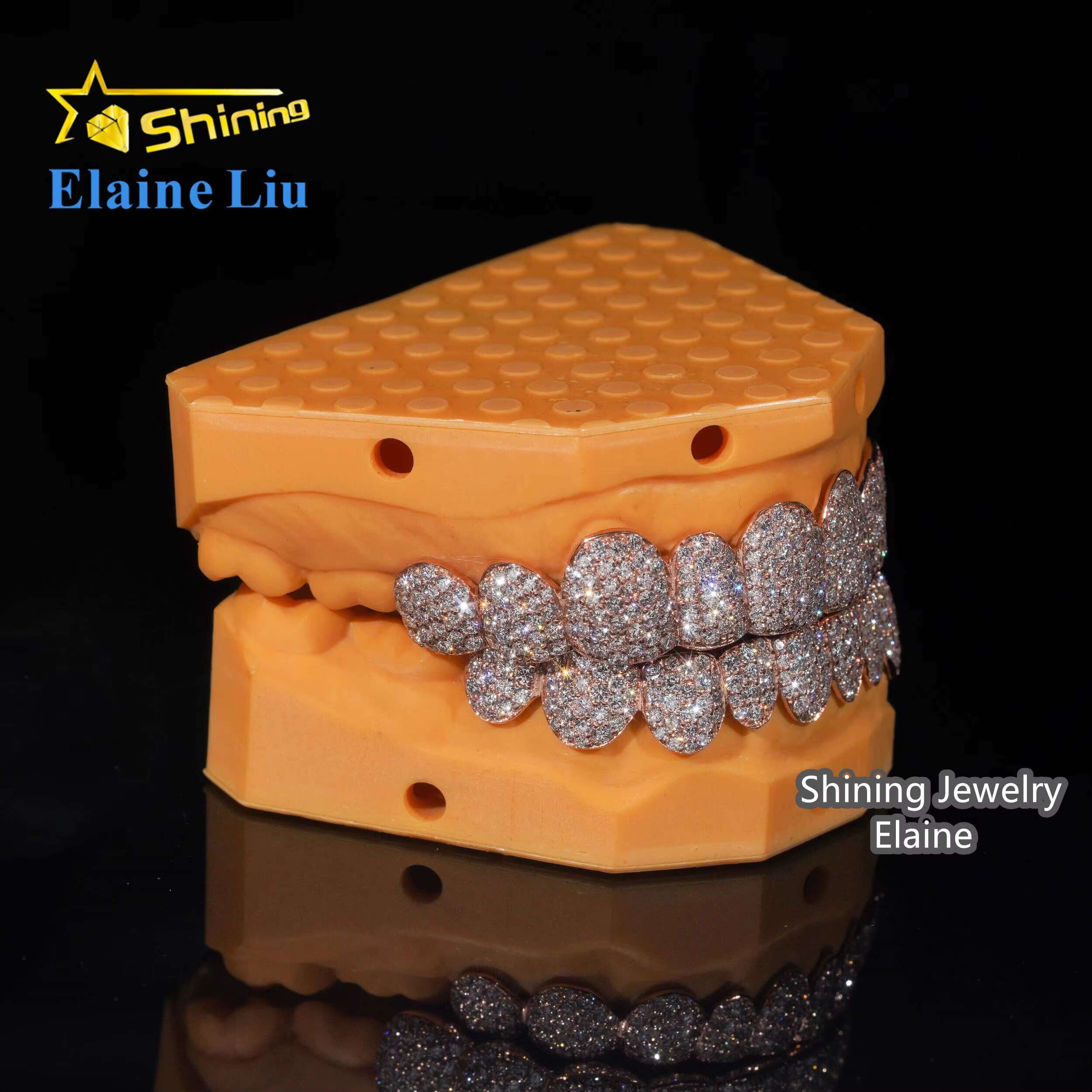 Custom Silver 10k 14k 18k Real Gold Grillz Lab Grown Diamond HPHT Vvs Moissanite Natural Diamond Hip Hop Iced Out Grillz