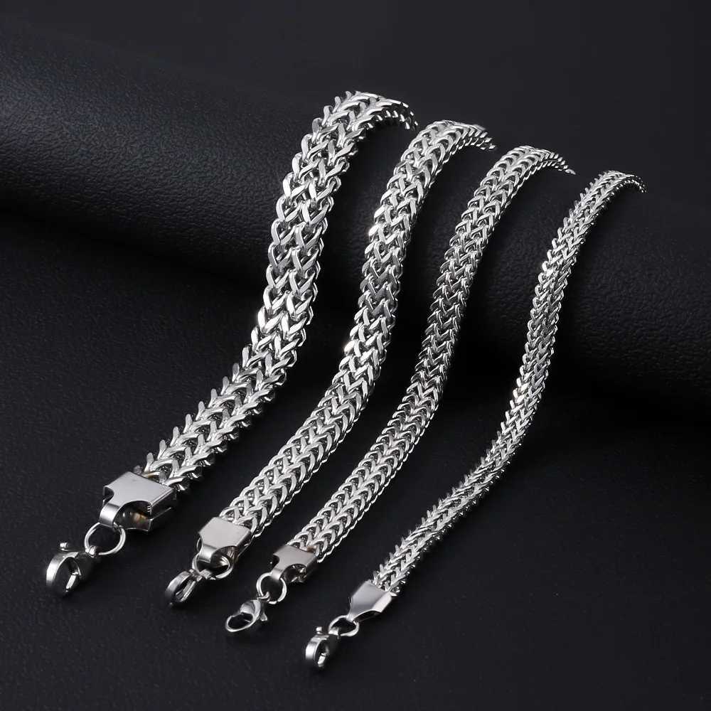 8mm Stainless Steel Braided Double Rows Front and Back Fish Scale Bracelet Simple No Fading Men Bracelet Hip Hop JewelryT251110