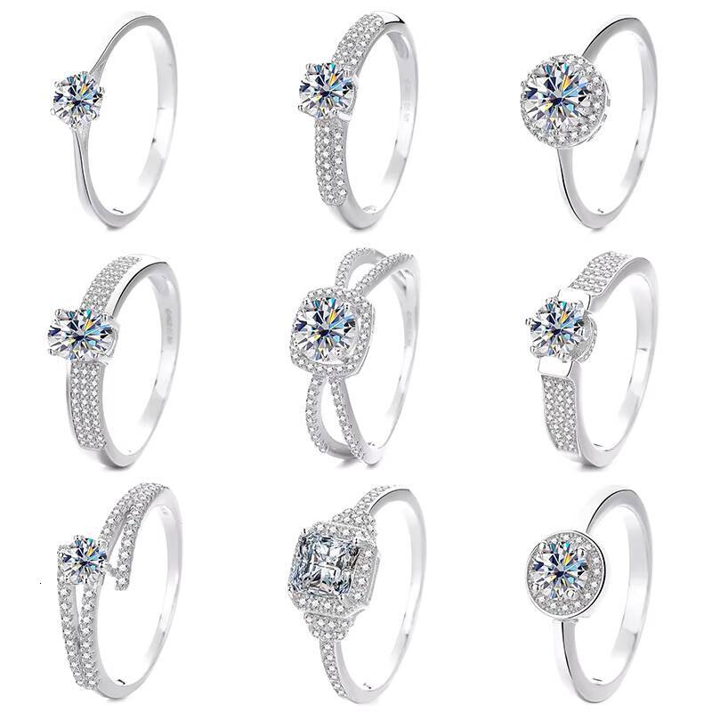 Romantic Womens Engagement Ring Quality High Moissanite D VVS Brilliant Cut 925 Sterling Silver Wholesale Jewelry for Weddings