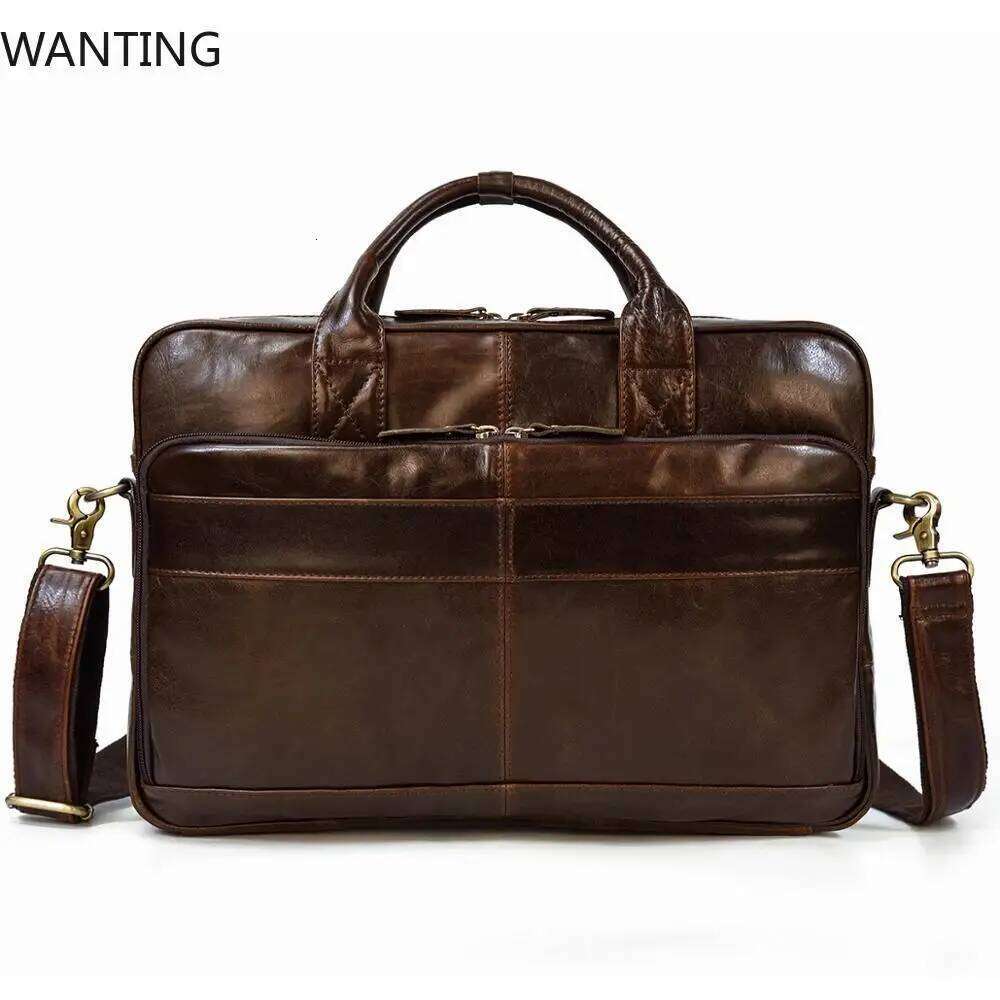 Designer Bags Designer Bags Soft Genuine Leather Briefcase Men's Business Laptop 14 15.6 Inch PC Computer Bag For Men Male Shoulder Briefcases Ho