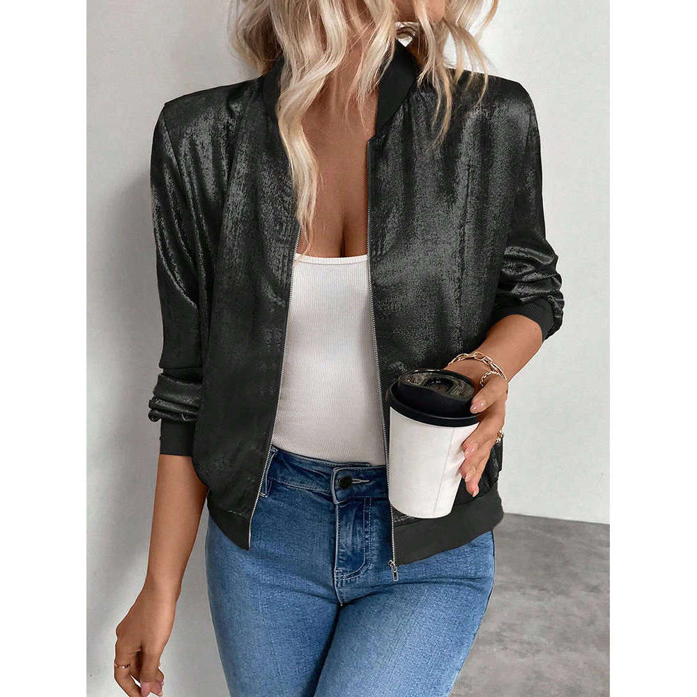 2025 Spring and Autumn New Solid Color Patchwork Thin Fashion Slim Fit Casual Jacket Top