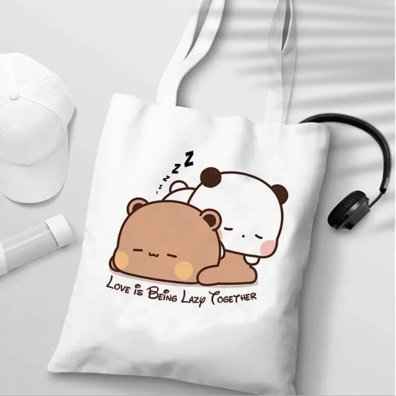 Bubu Dudu Anime Tote Bag Foldable Shopping Aesthetic Fashion Canvas Reusable Female 251110