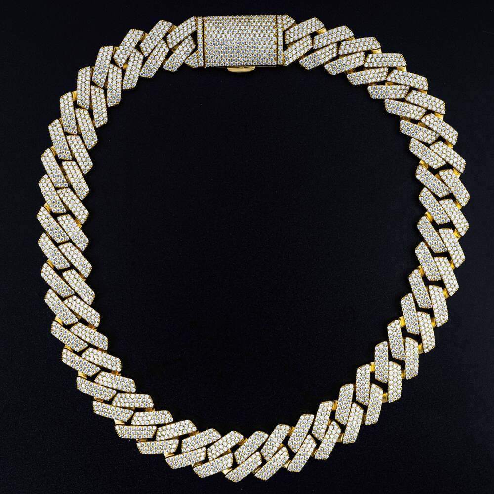 Hip hop Iced Fashion Gold Plated Moissanite Men's Cuban Chain Necklace Jewelry