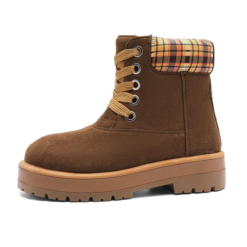 Petite 5cm Autumn Winter Outdoor Casual Martin Men Leather Round Toe Stylish Slim Fashion Short Boots YZ06