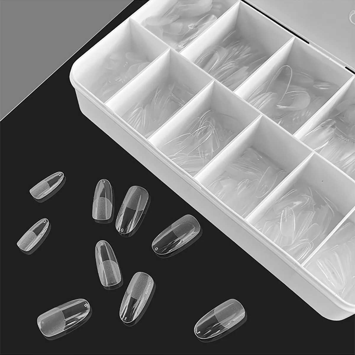 550Pcs frosted soft gel full cover nail tip size gel nail extension false nail artificial nail with nail salon shell W250410