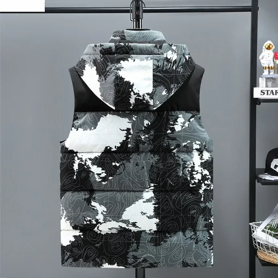 Plus Size 8XL Mens Camouflage Thicken Hooded Vests Winter Warm Sleeveless Down Cotton Vest Jacket Male Outdoor Casual Waistcoat 251105