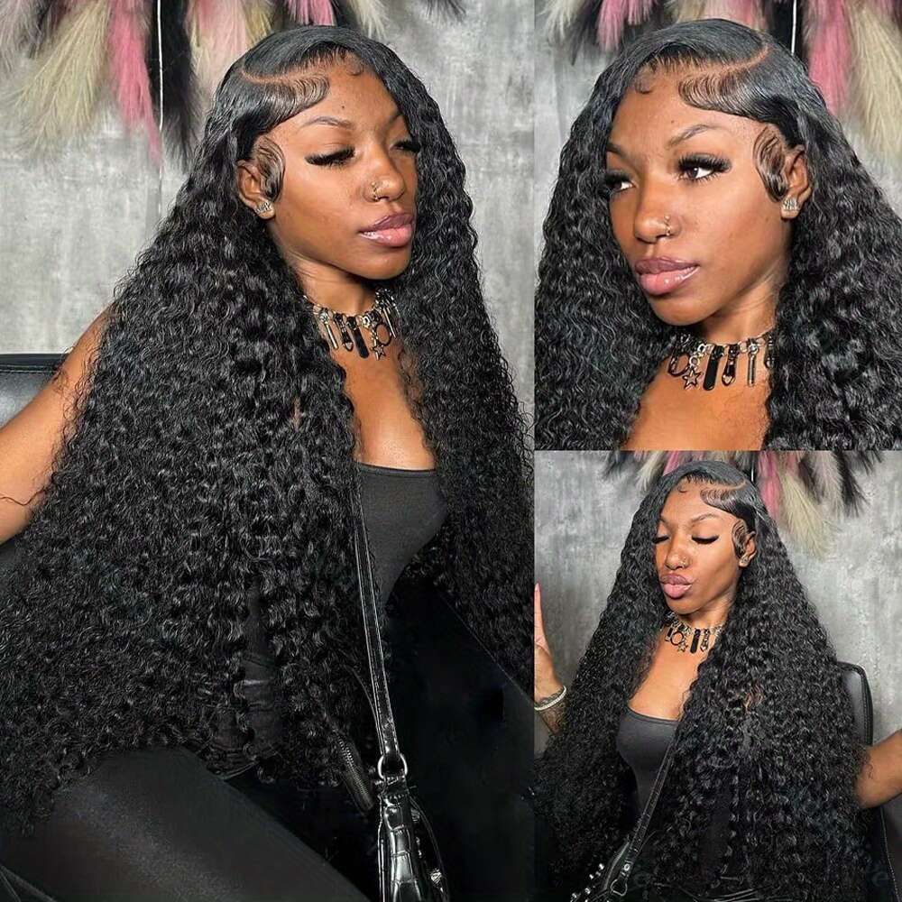 100% Unprocessed Brazilian Virgin Human Jerry Wave 13X4 Lace Frontal With Full Edges & Baby Black Deep Kinky Wet And Wavy Look Curly Style For Women, 