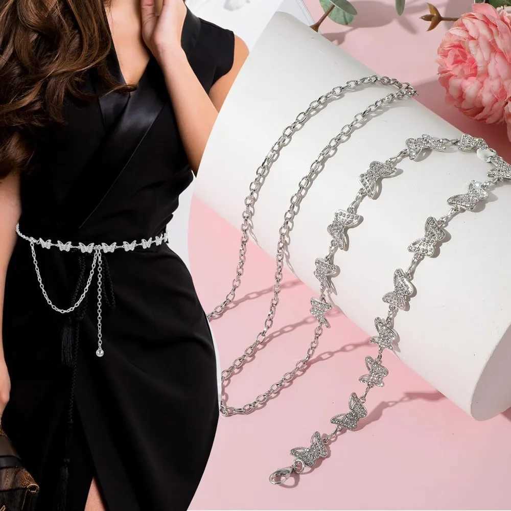 Warm waist belt metal rhinestone belt warm dress belt body chain belt X250410