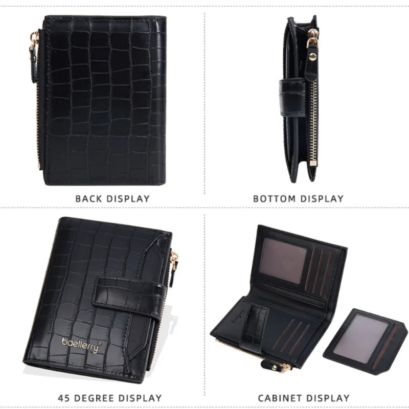 New Fashion Short Wallet For Women Fashionable Pu Multi-Functional Money Clip Zipper Buckle Multi-Slot Card Case Coin Purse R251110