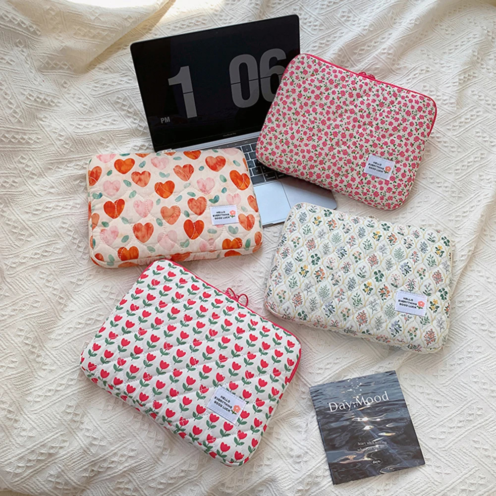Ins Flower Pattern Cute Laptop Sleeve Bag 11 13 14 15 Inch for Ipad Pro12.9 Notebook Tablet Pouch For Air 13.6 HP ASUS250403