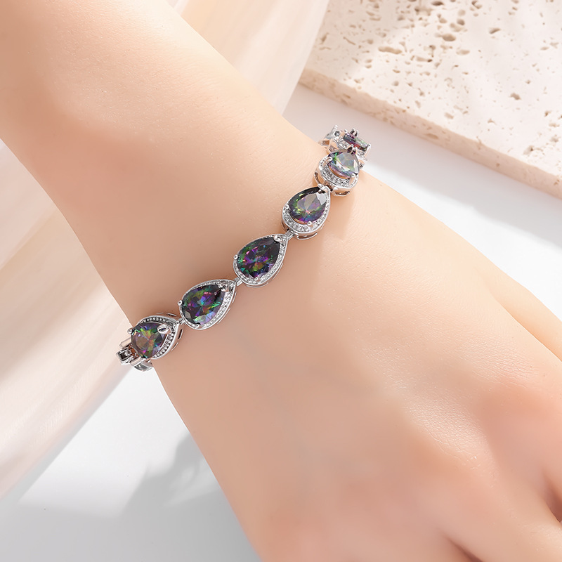 Sophisticated Rainbow Gem Beaded Bangle for Her