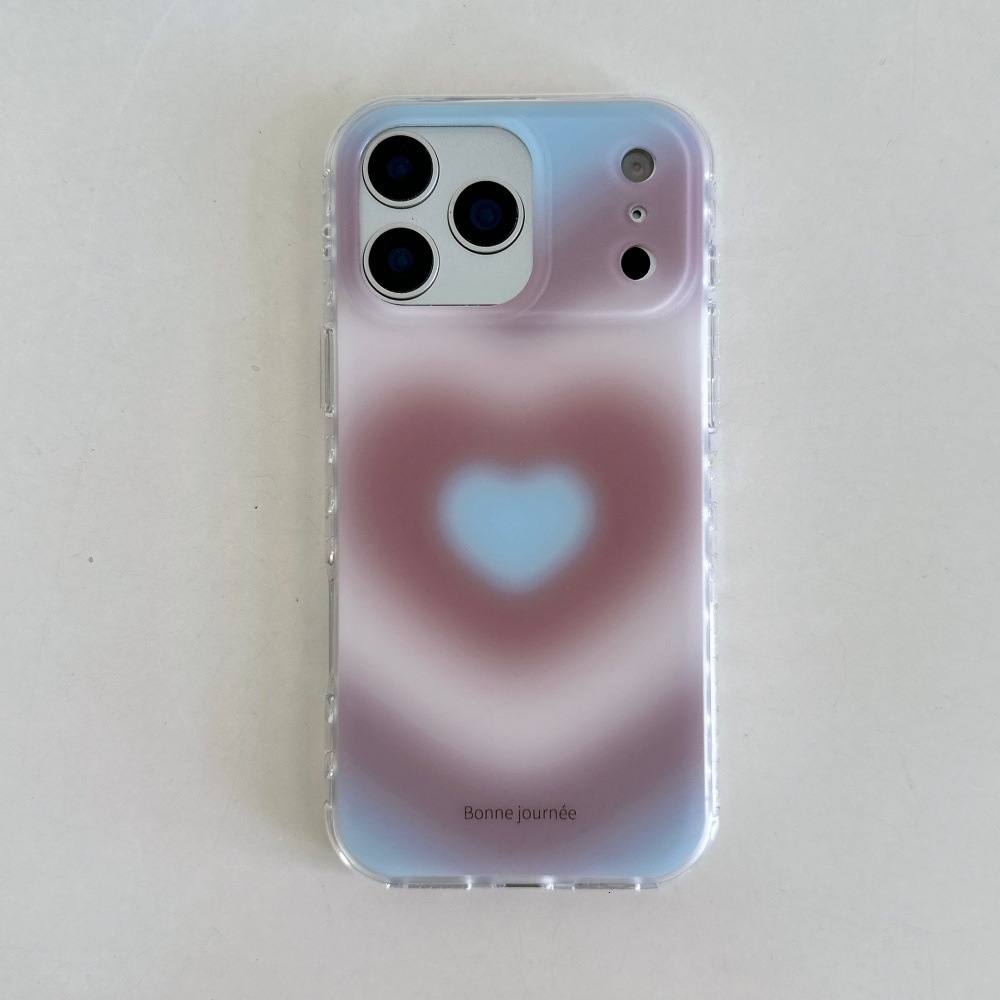 Simple Heart Gradient Phone Case Compatible with iPhone 17/16 Pro Max Cartoon Protective Cover iPhone 15/14 Pro