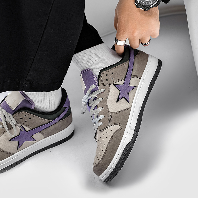 Free shipping affordable luxury chaussures Shoes mens womens gray purple color matching versatile board shoes niche trend fashion casual sports shoes
