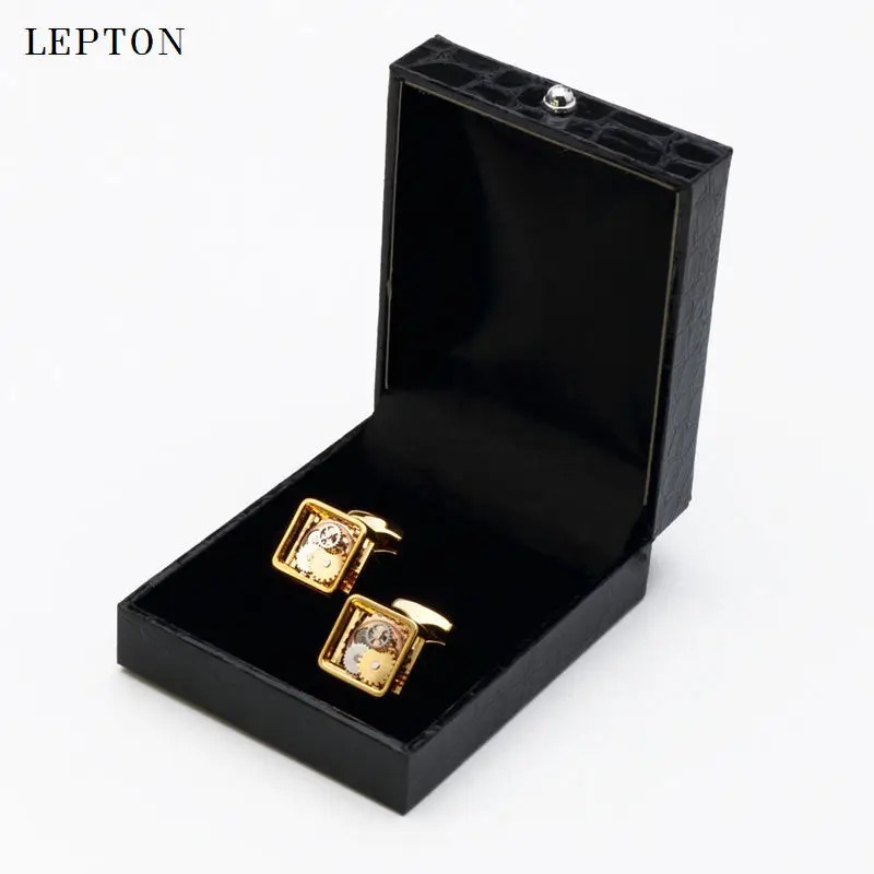 est Square Steampunk Gear Cufflinks Watch Mechanism Gear Cufflinks for men Formal Business wedding cuff links Relojes gemelos 250409
