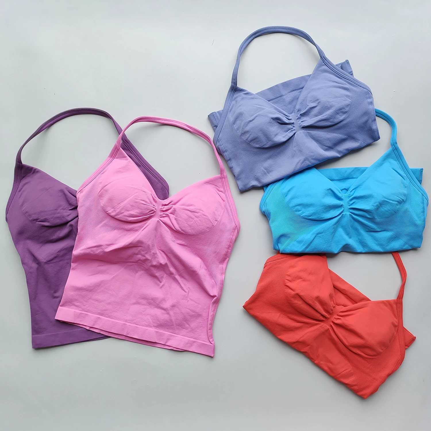 Impact Long Strap Gym Top Backless Gym Clothing Womens Scrunch Built in Bra with Detachable Cup Yoga Tank TopXJ250410