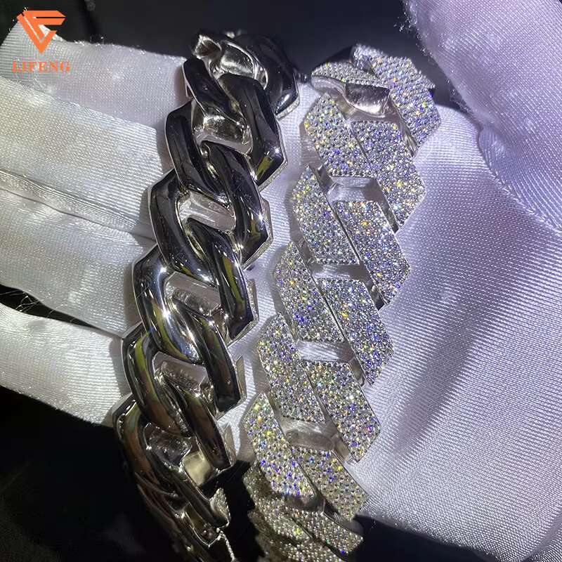 24mm Custom Cuban k Chain Gra Certified Sterg Sier Ice Out Vvs Moissanite Dia Necklaces Men Jewelry