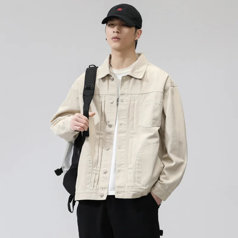 Mens cotton lapel jacket retro style commodity Upscale casual denim Spring 2025 250401