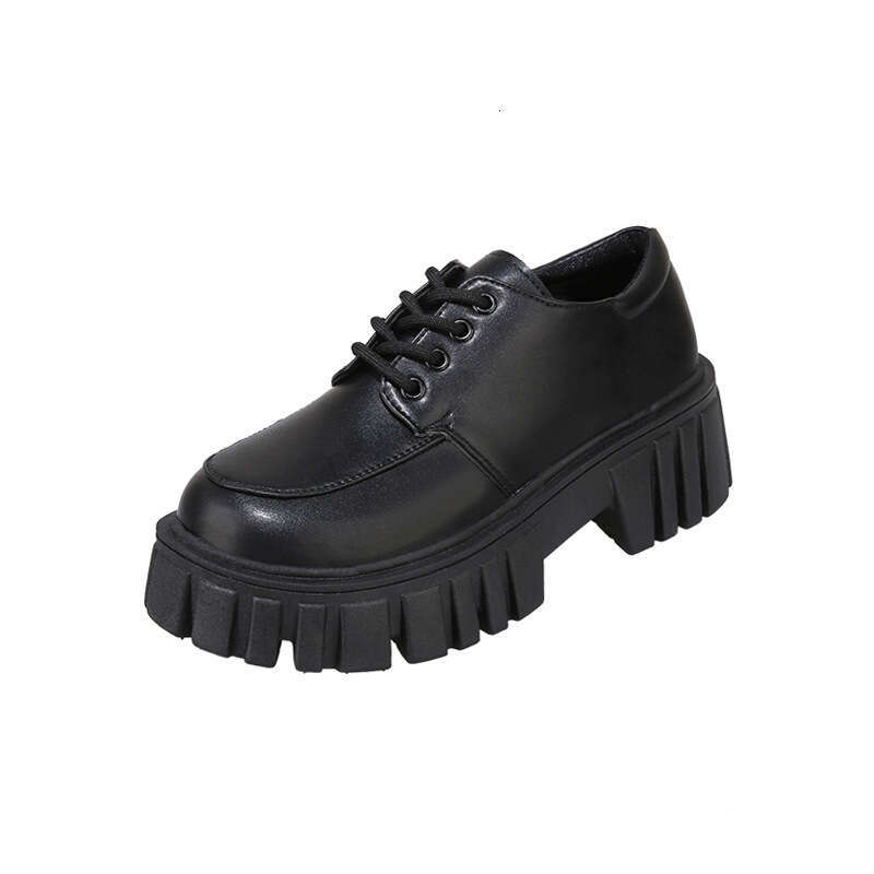 Woman Sandals Summer New Black Versatile Casual For Women British Style Thick Soled Small Leather Shoes Fashionable Lace Up Single Shoes