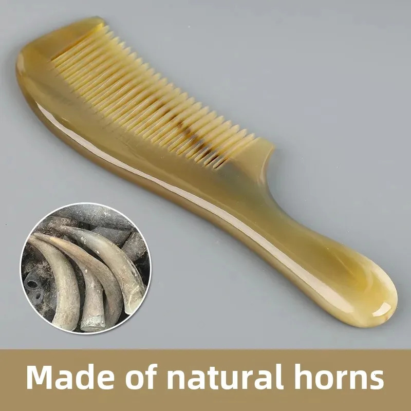 High Quality Pure Natural Handmade Ox Horn Comb 16-20cm Professional Hair Salon Comb For Black People And Wigs Chinese Mainland 251107