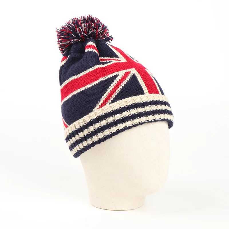 Winter Beanie Cuffed Knit Warm Hat for Men Women Youth Boys Girls British American Flag Outdoor Ski Sports Hiking CapsXJ251110