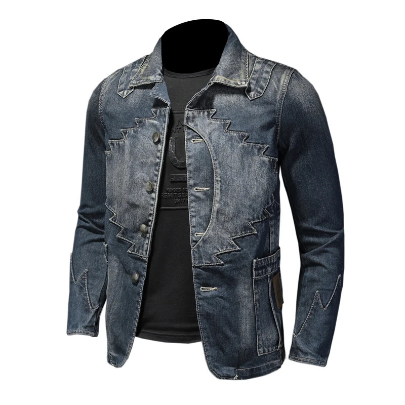 High quality springsummer 2024 mens fashion European and American full casual suit denim jacket ultrathin retro M4XL 250401