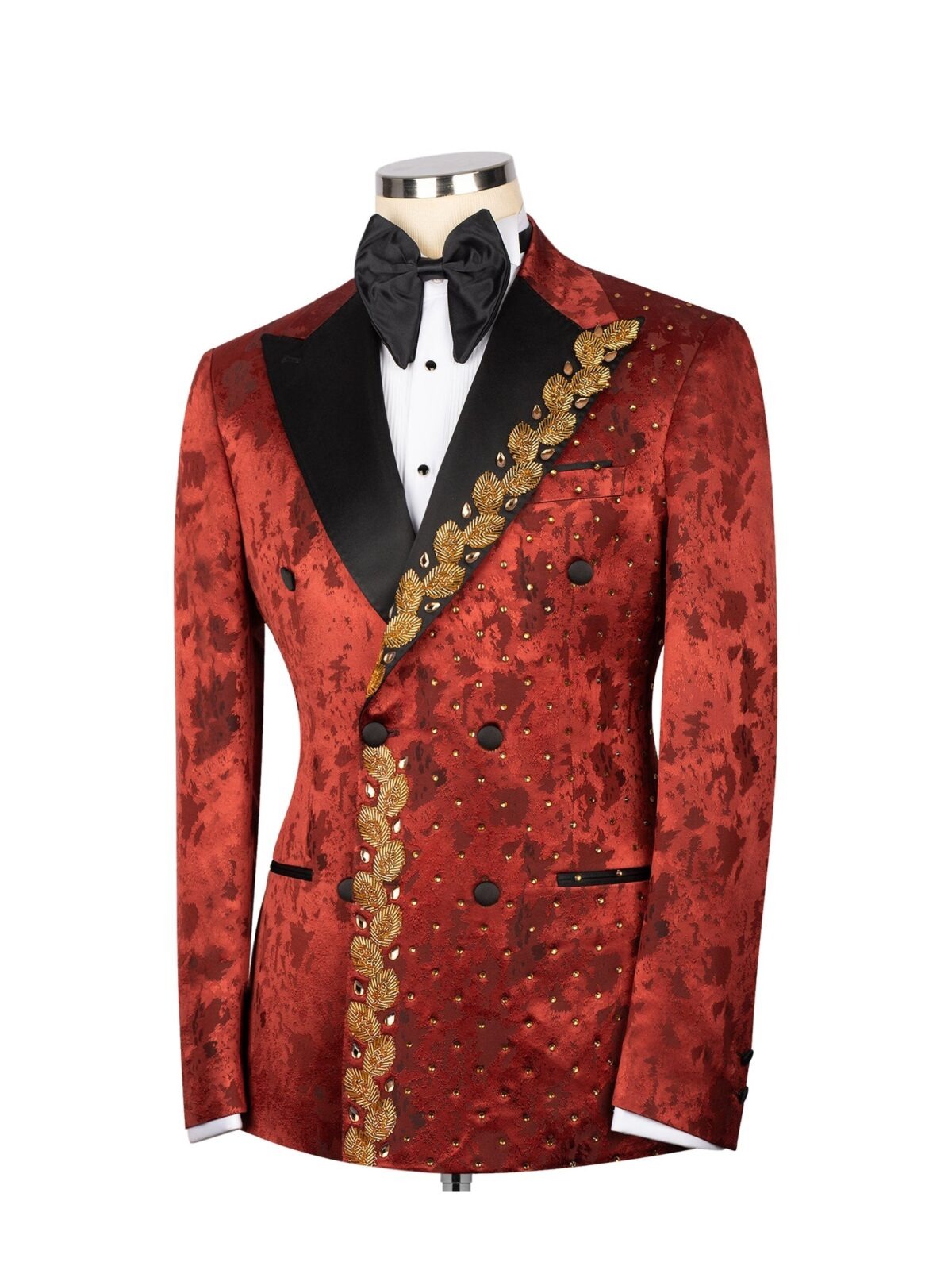 Modern Men's Jacket Beading Crystal Blazer One Piece Peaked Lapel Jacquard Double Breasted Coat Customized Only the Jacket Plus Size