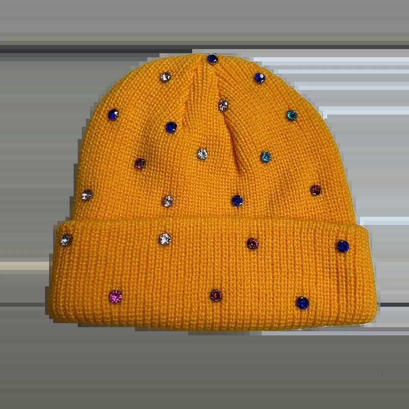 Womens Sparkly Knit Beanie Soft Winter Hat with Colorful Rhinestones for Fall WinterXJ251110