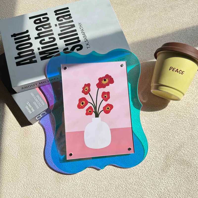 Colorful Acrylic Picture Wavy Desktop Display 7-inch Postcard Home Table Decor Transparent Photo Frame L251110 H260306