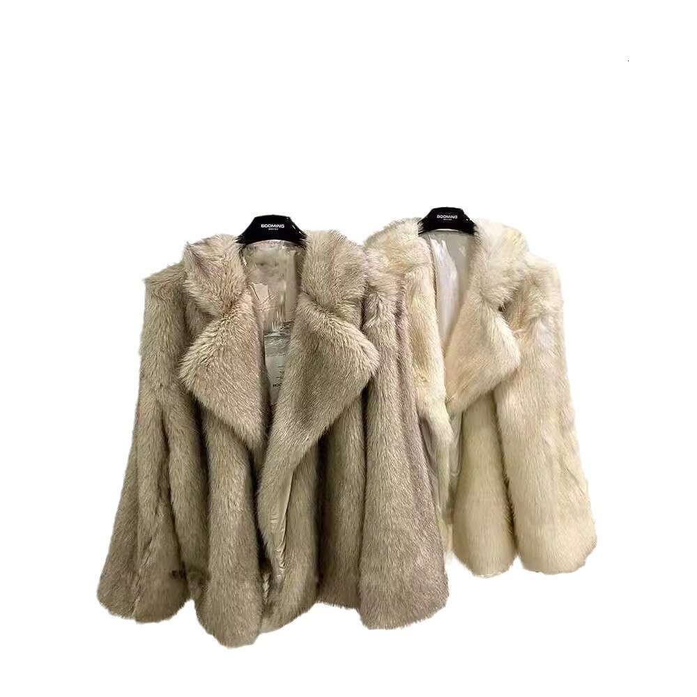 Autumn Winter Faux Elegant Fox New MidLength EcoFriendly Fur Coat Women's Internet Celebrity Large Lapel Loose Fit