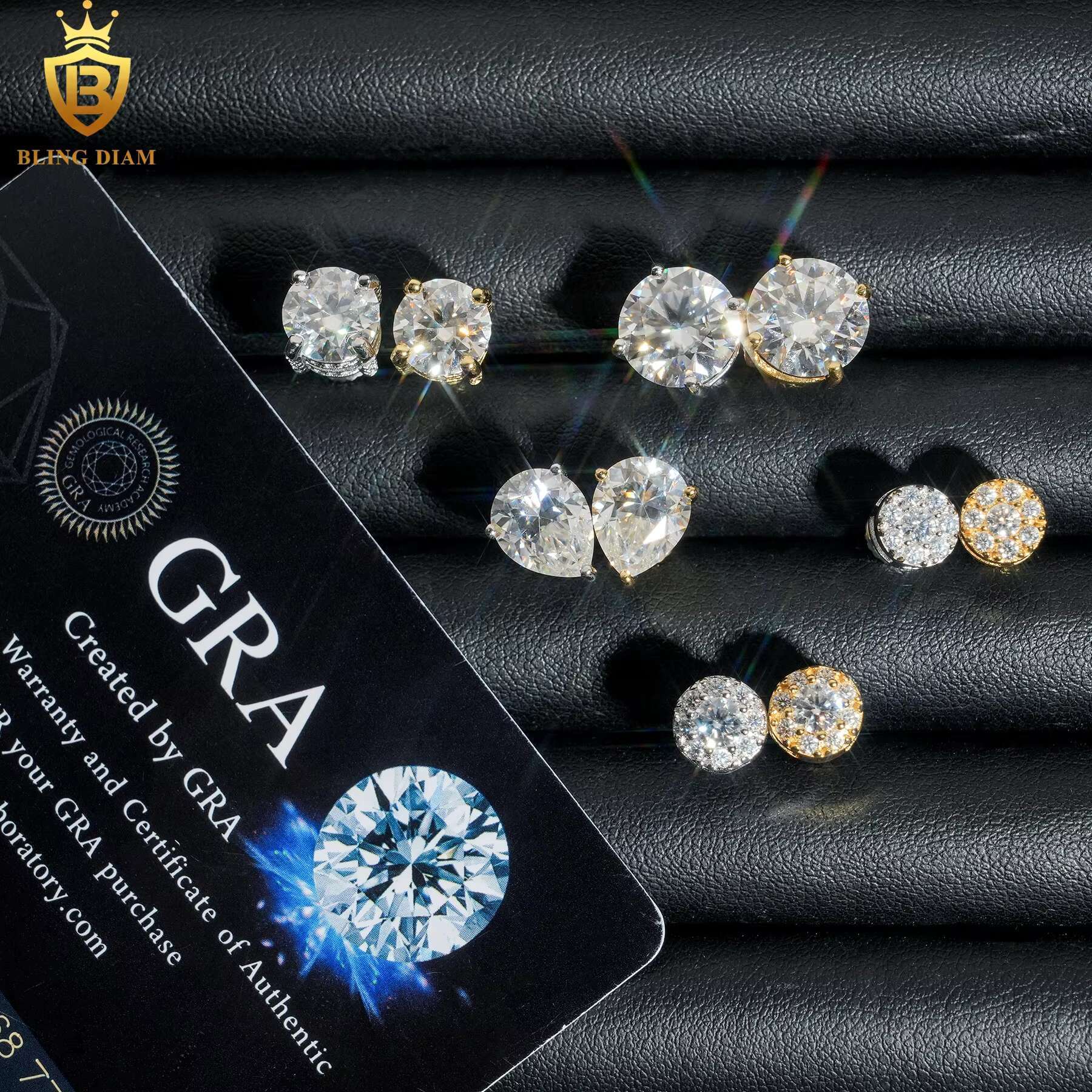 Fine Jewelry Wholesale Gold Plated 925 Sterling Silver Vvs1 Moissanite Diamond High Quality Luxury Earrings