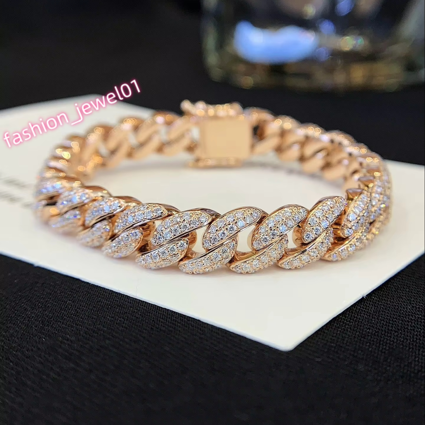 Hip Hop Custom Iced Out Lab Moissanite 14K 18K Real Gold Men Cuban Link Chain 8mm 16cm Link Chain