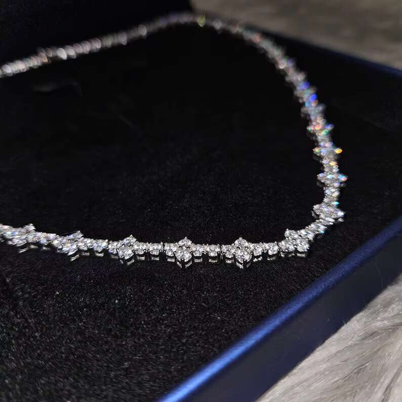 Wholesale 4mm Cluster Tennis Chain 925 Silver 18K Gold Plated Iced Out Diamonds Mossanite Tennis Chain