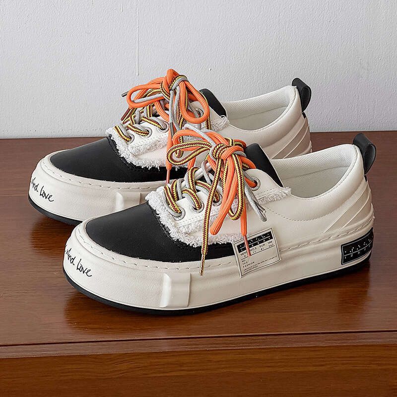 Celebrity Style Snowflake Casual Sneakers Men National Trend, Height-Increasing Thick-Soled Leather Vulcanized Shoes 2505