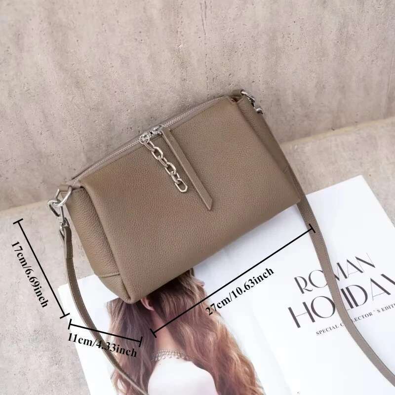 Premium Genuine Cowhide Leather Crossbody Shoulder Bag Spacious Square Design & Versatile Women's Everyday Tote