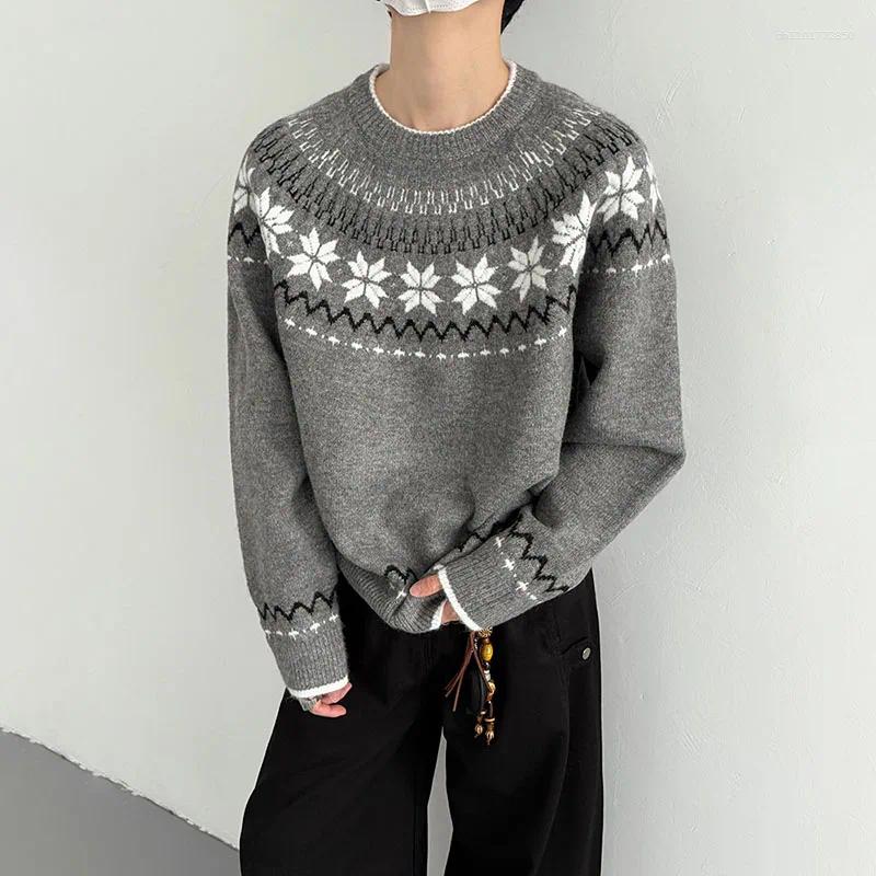 Men's Sweaters Vintage Icelandic Knit Sweater Male Autumn Winter Heavyweight Color Block Pattern Knitwear Christmas