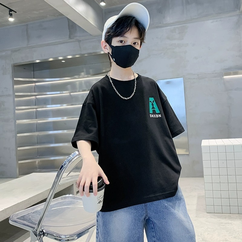 GS- Ddmyshoesvip Boys Clothes Short T Shirt Middle Aged Children S Clothing Summer New Style Boys Half Sleeved T Shirt Top Trendy