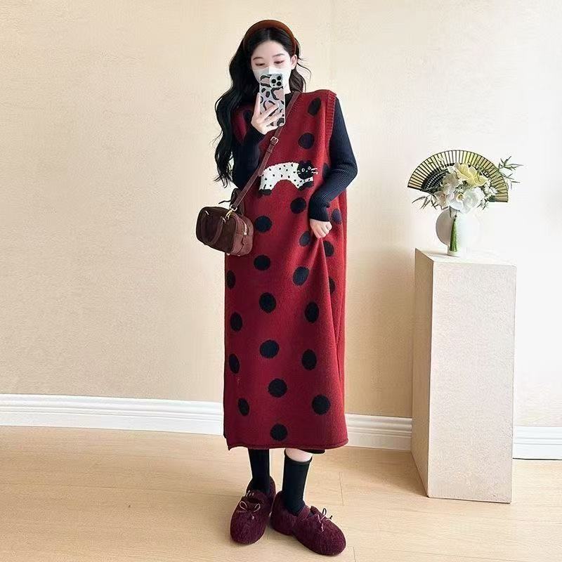 plus size women's new long sleeve high waist printed banquet dress mid-length skirt D02814