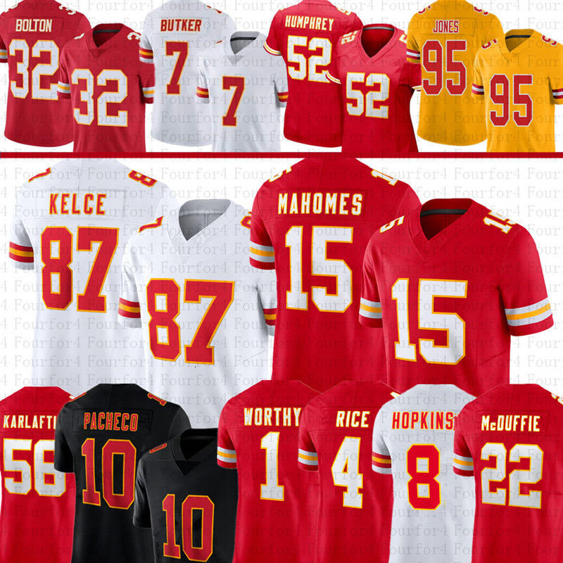 Patrick Mahomes Travis Kelce Isiah Pacheco Football Jersey Rashee Rice Xavier Worthy Harrison Butker ReesZammit Chris Jones Nick Bolton Trent McDuffie