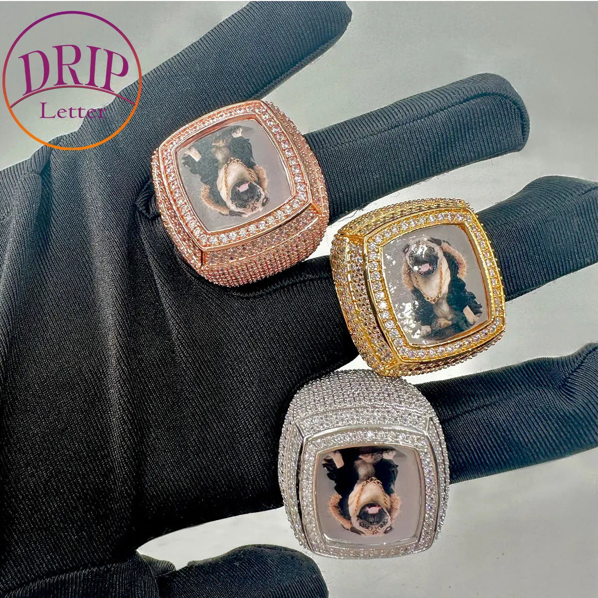 Custom Po Ring for Men Iced Out Prong Setting Hip Hop Jewelry Trend 250409