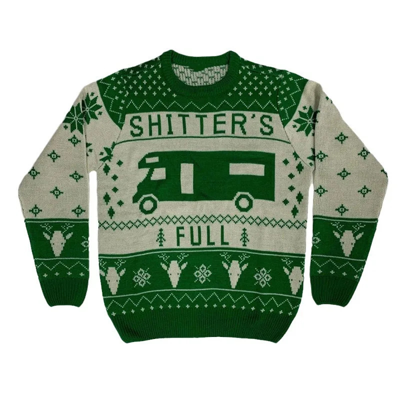 Quick sale crossborder supply pullover sweater round neck jacquard vintage car mens Christmas sweater spot 251103