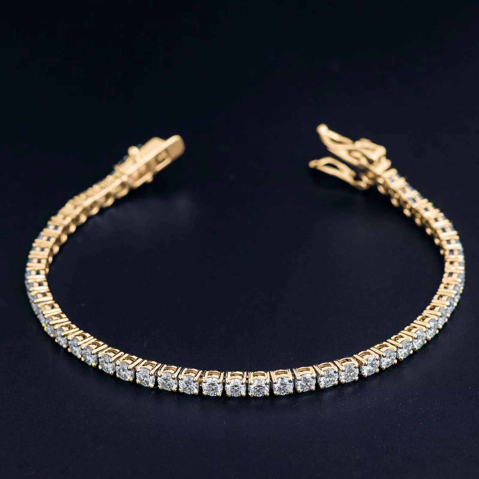 New Arrival Bulk Stock 3mm 925 Silver Moissanite Tennis Chain Exquisite 925 Sliver Gold Plated Woman Tennis Jewelry Personalized